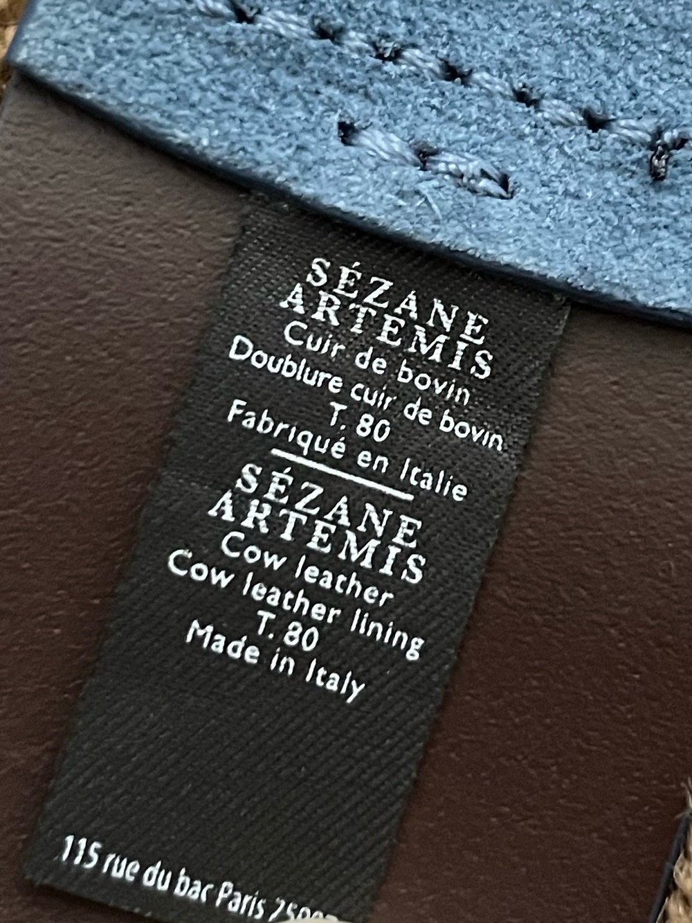 SEZANE Classic Blue Suede Leather Artemis Belt w/ Engraved Gold Brass Buckle - Picture 13 of 14